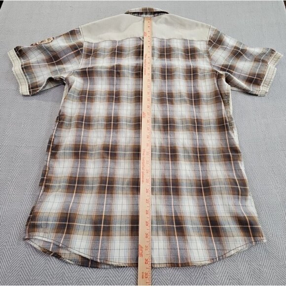 Red Ape Men's 3XL Brown Button-Front Short Sleeve Shirt Gold Buttons EUC ANC - Picture 10 of 13